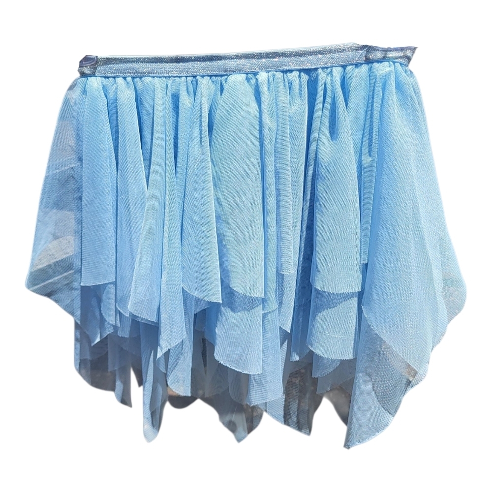 Kids Powder Blue Elastic Waist Tiered Bubble Princess Skirt - Size 5/6